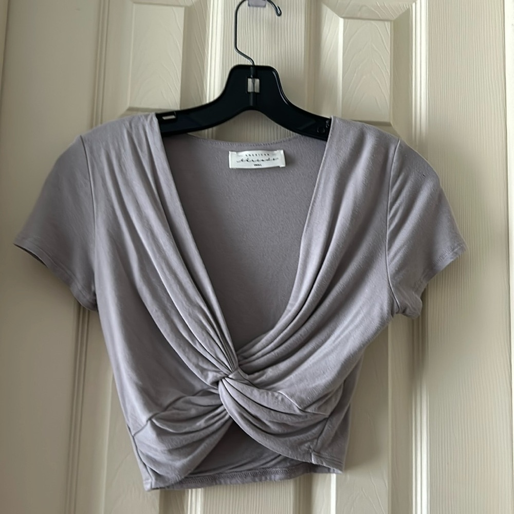 Grey tie front top